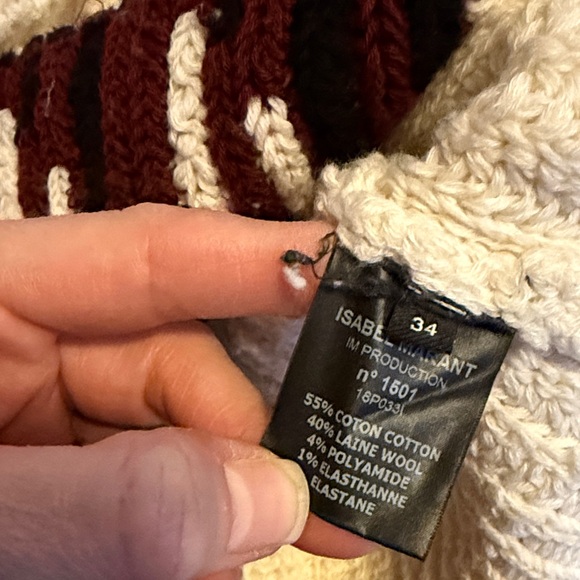 Isabel Marant Cream and Black Geometric Turtleneck Sweater - Picture 2 of 4